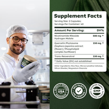 '-Reus Research NR900 – NAD+ Nahrungsergänzungsmittel zur Unterstützung der Hautalterung, für mehr Energie und Konzentration – 80 Stück – Vitamin- und Wellness-Ergänzungsmittel